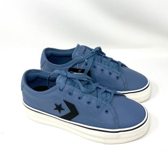 Converse Women's 569535C Star Replay Platform Lakeside Blue Faux Leather Sneaker - Picture 3 of 9